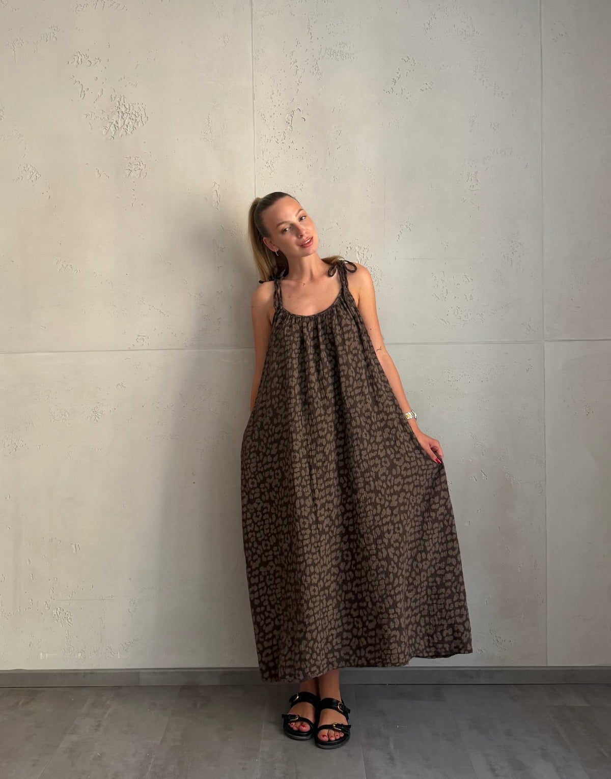 Leo Musselinkleid Maxi mit verstellbaren Trägern - Switch-Fashion