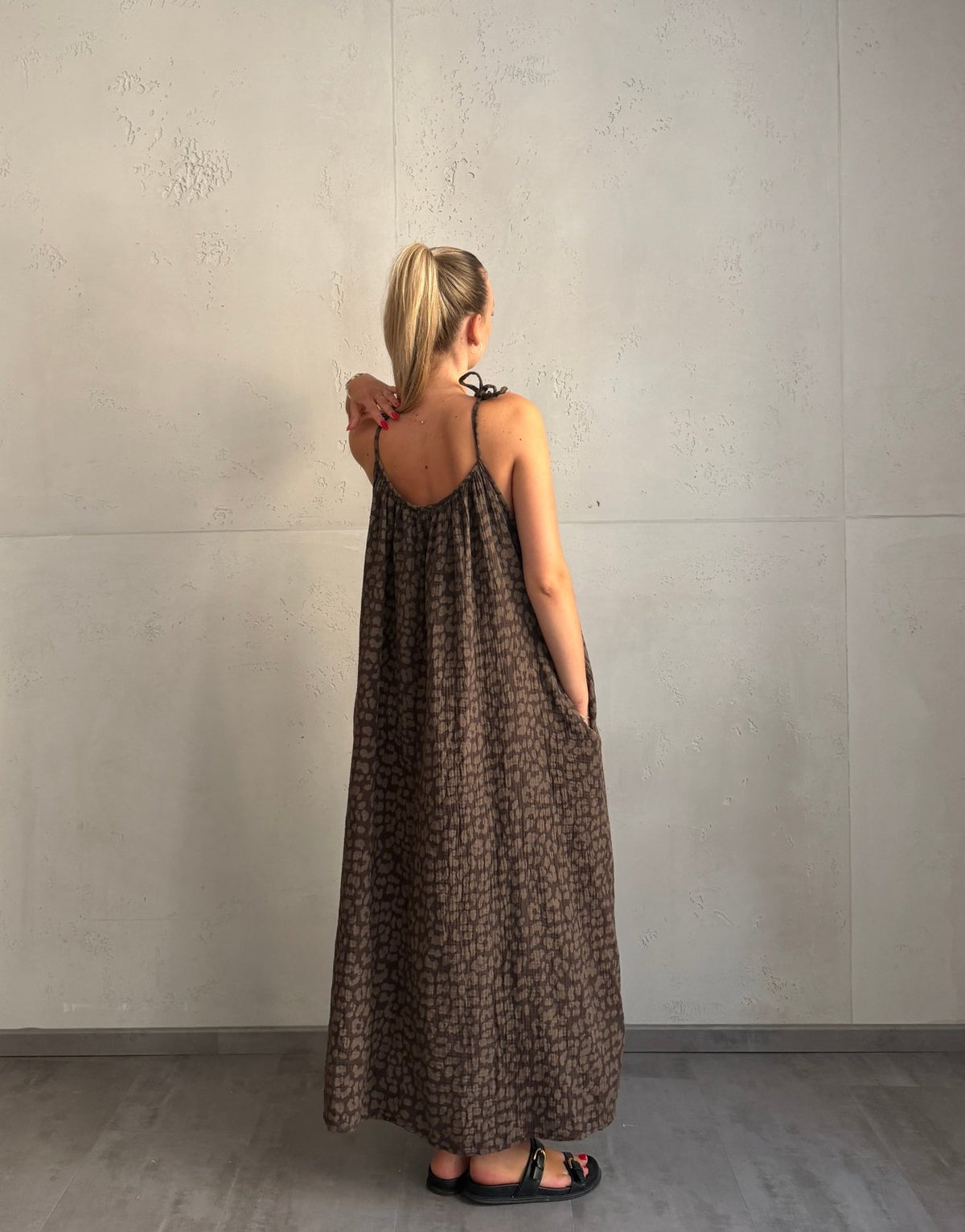 Leo Musselinkleid Maxi mit verstellbaren Trägern - Switch-Fashion