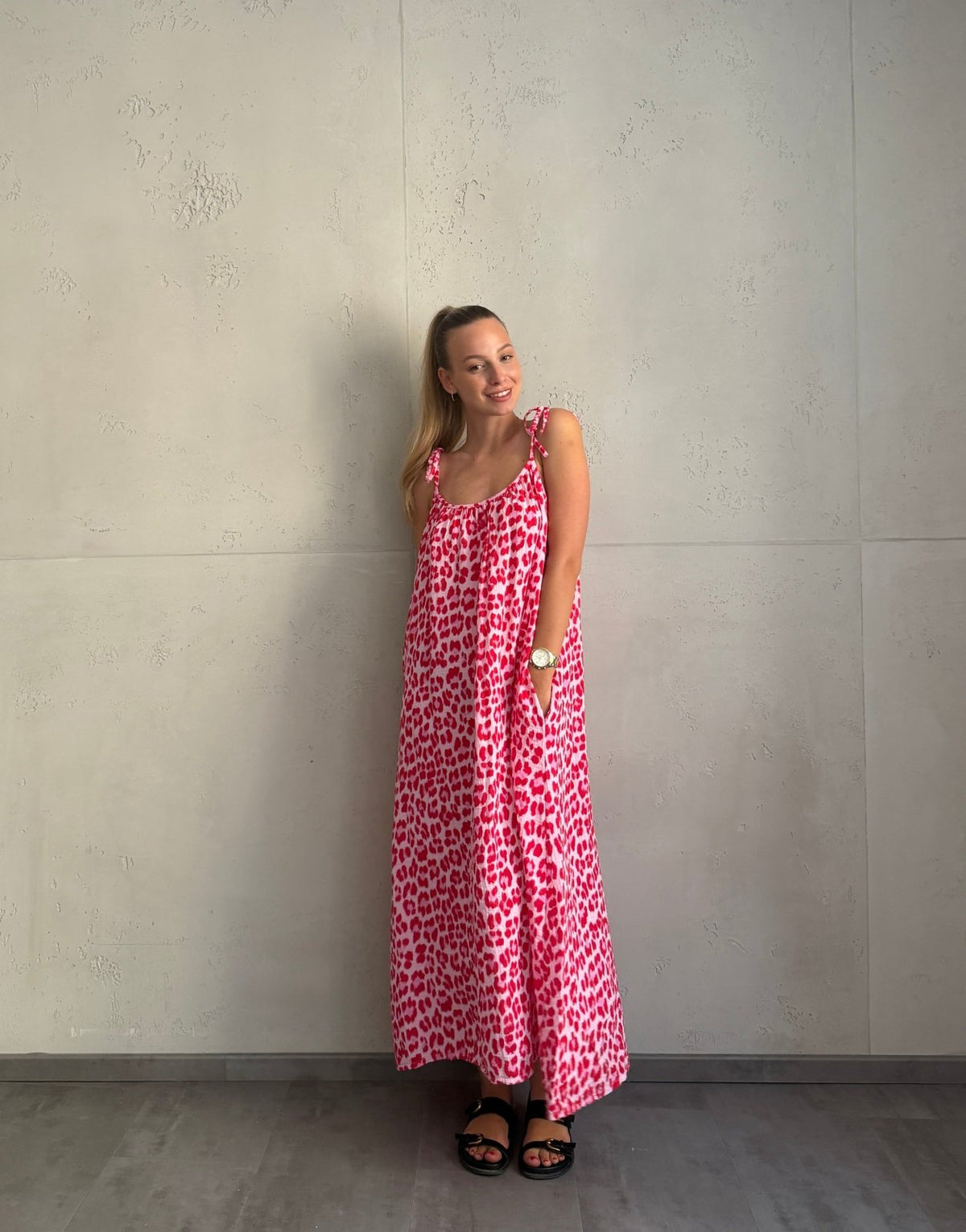 Leo Musselinkleid Maxi mit verstellbaren Trägern - Switch-Fashion