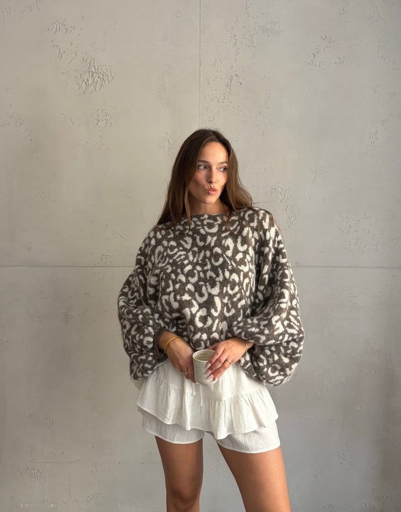 Leo Pullover mit Fledermausärmeln in Offwhite