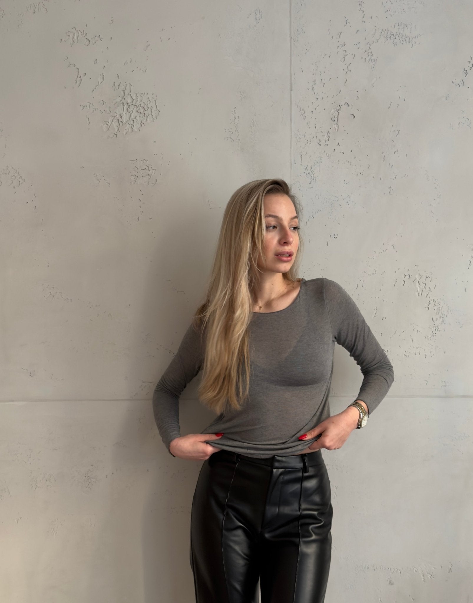 Luxury Basic: Longsleeve mit Cashmere - Blend - Switch - Fashion