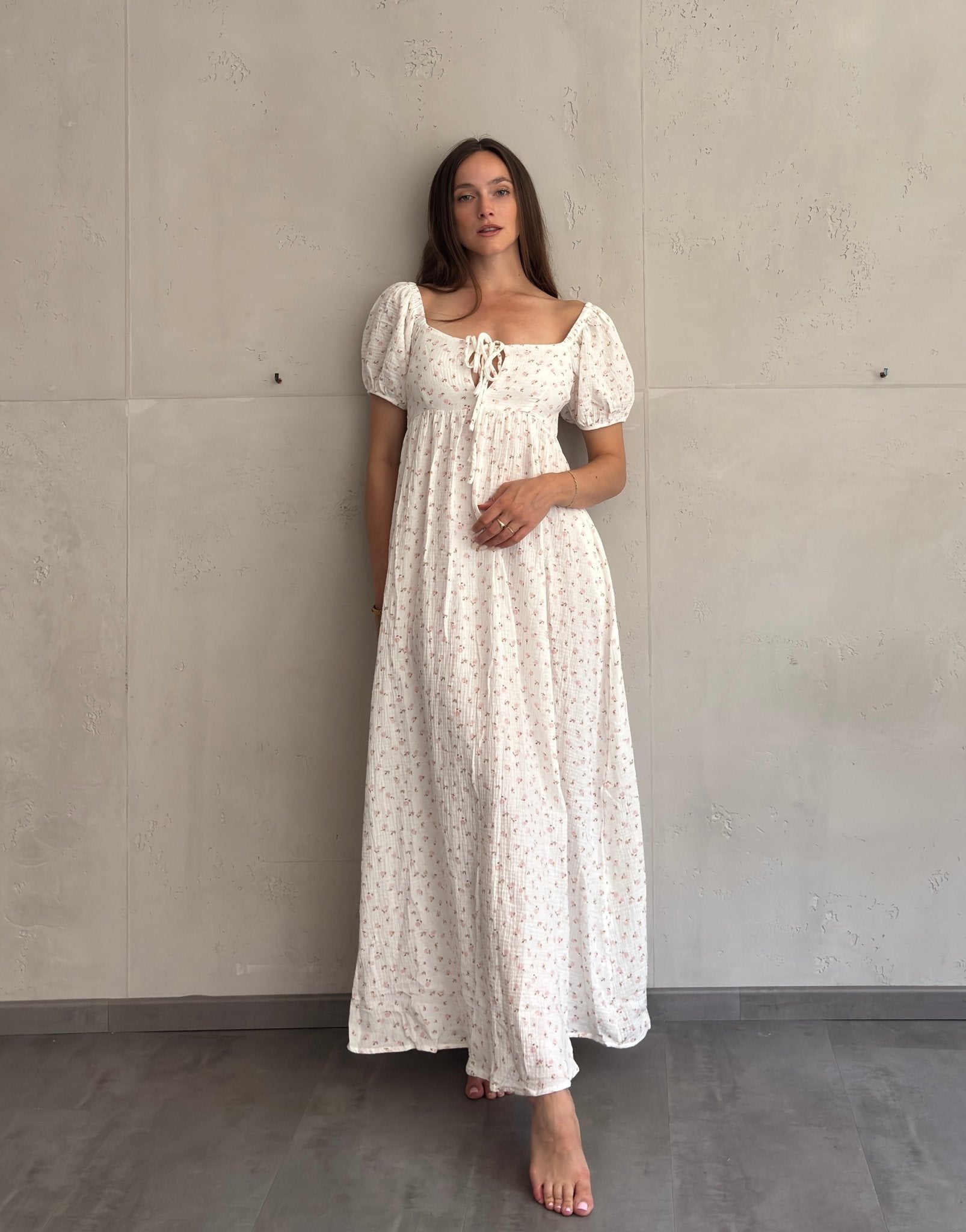 Maxi Musselin Kleid mit Flower - Print - Switch - Fashion