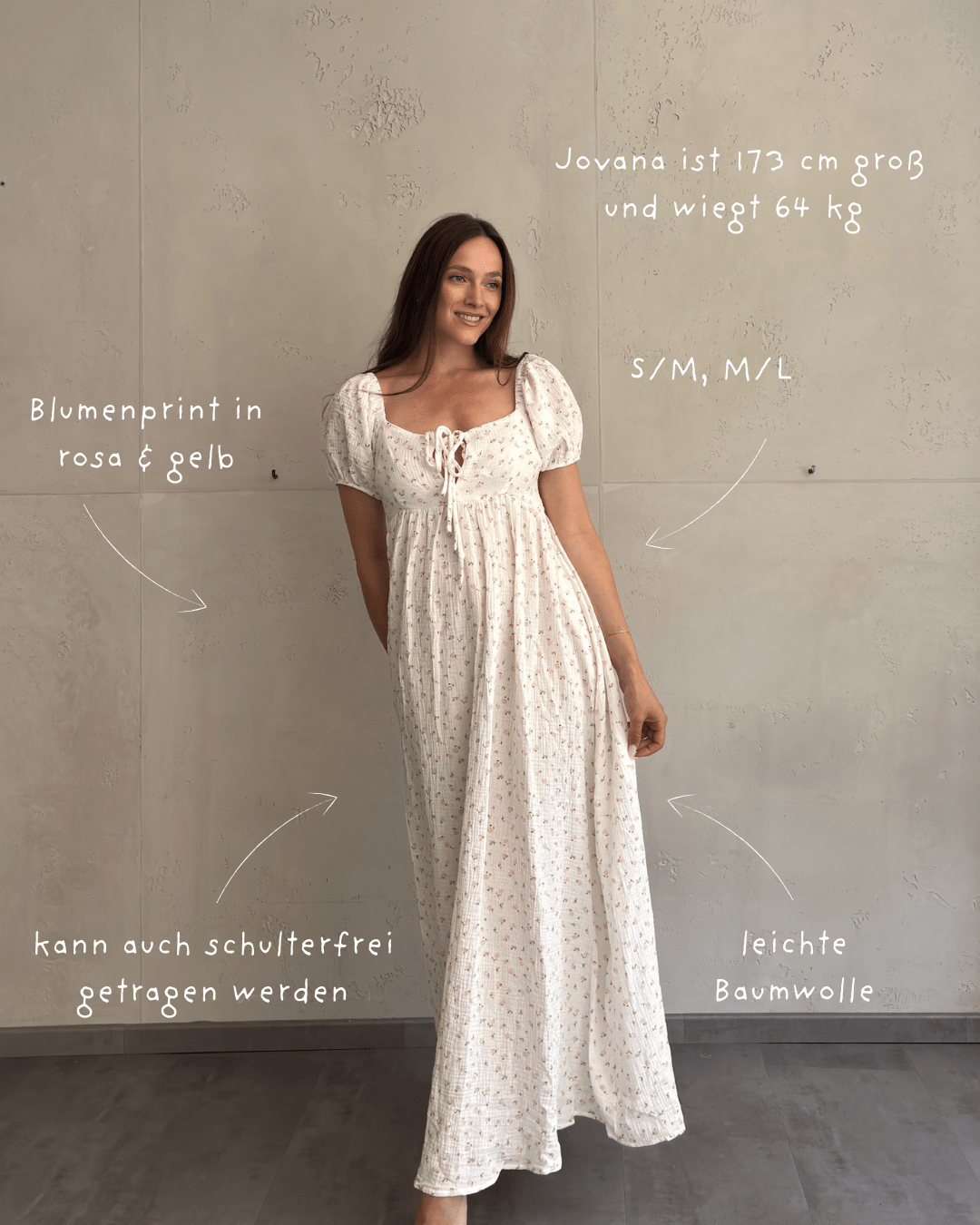 Maxi Musselin Kleid mit Flower - Print - Switch - Fashion