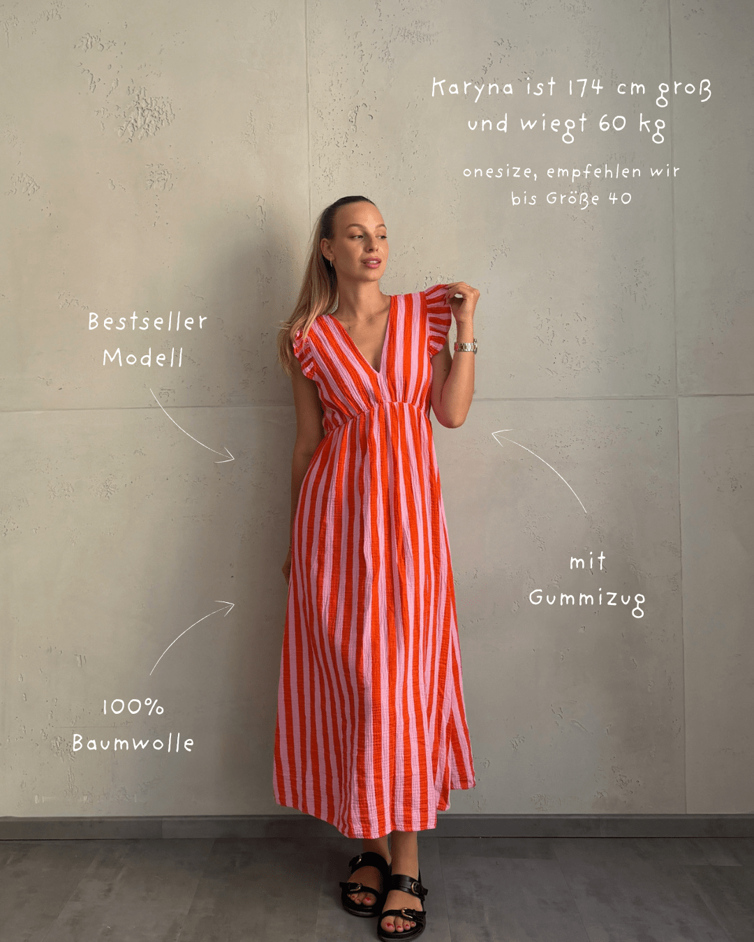 Maxikleid mit Rückenausschnitt in breiten Streifen - Switch-Fashion