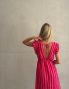 Maxikleid mit Rückenausschnitt in breiten Streifen - Switch-Fashion