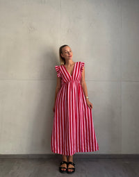 Maxikleid mit Rückenausschnitt in breiten Streifen