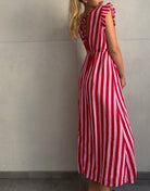 Maxikleid mit Rückenausschnitt in breiten Streifen - Switch-Fashion