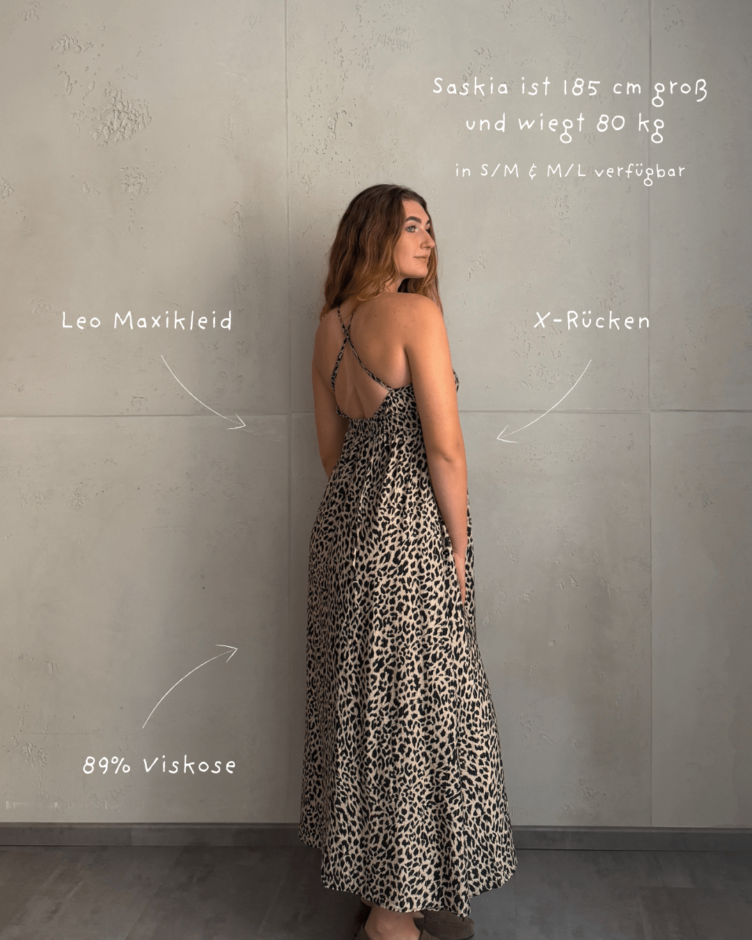 Maxikleid mit X-Rücken und Spaghettiträgern in Leo - Switch-Fashion