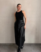 Midi Lederrock in Schwarz - Switch - Fashion