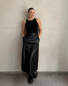 Midi Lederrock in Schwarz - Switch - Fashion