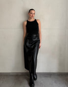 Midi Lederrock in Schwarz - Switch - Fashion