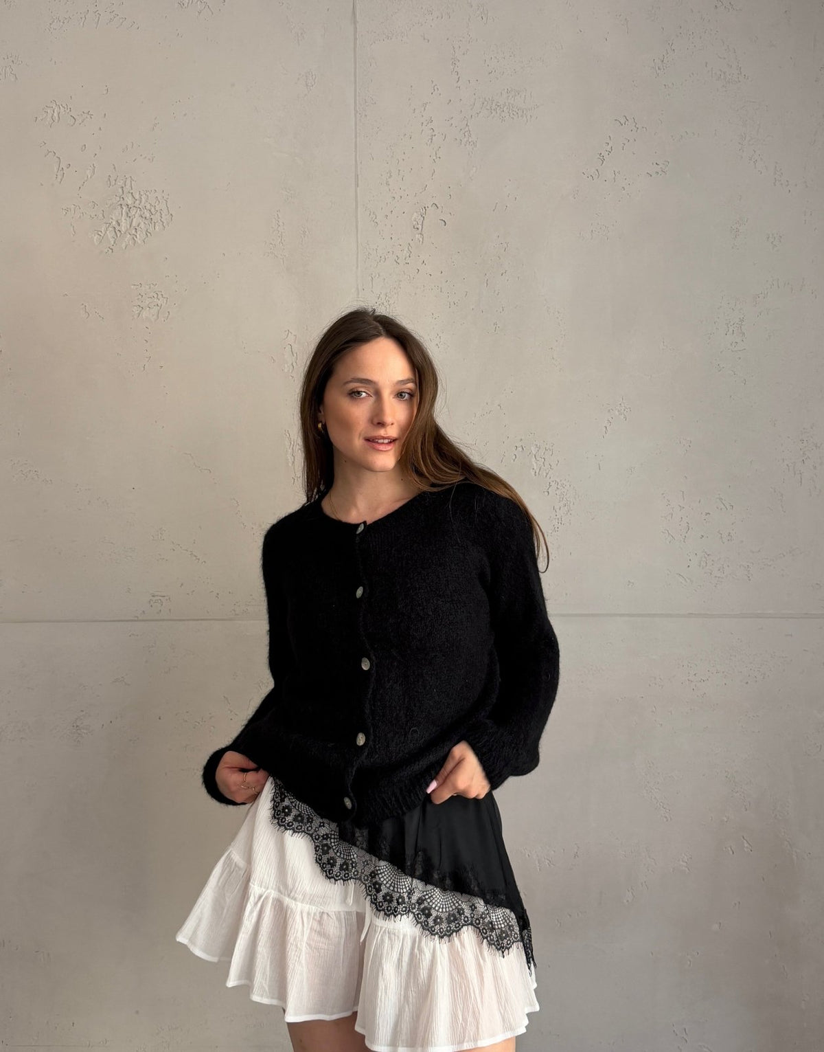 Mohair Strickjacke mit Rundhals - Switch - Fashion