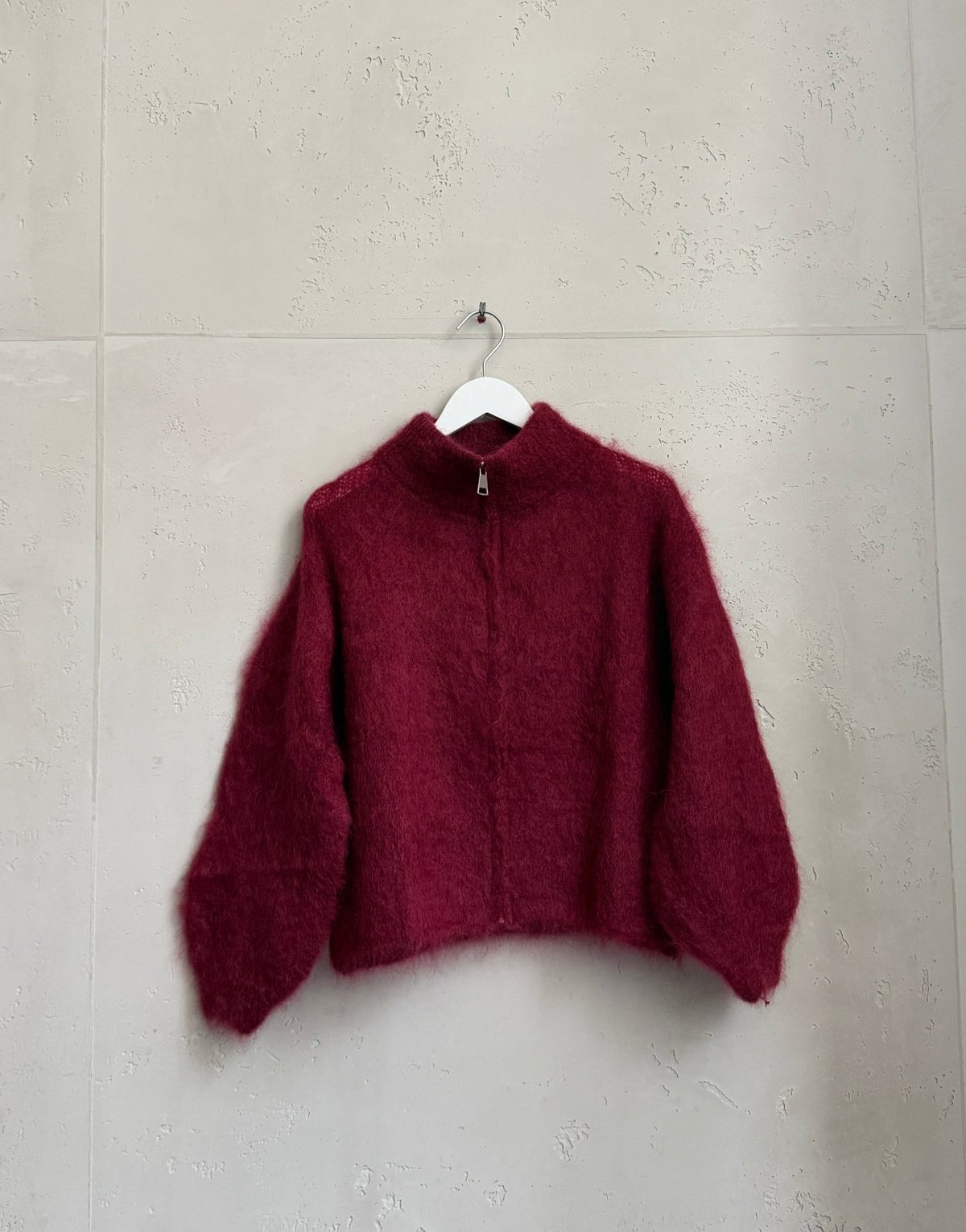 Mohair Zip-Strickjacke 80% mit Stehkragen - Switch-Fashion