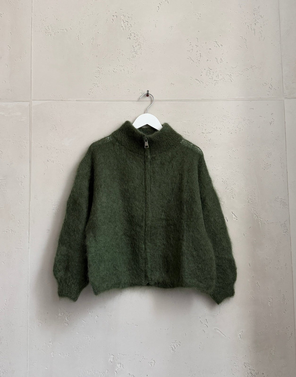 Mohair Zip-Strickjacke 80% mit Stehkragen - Switch-Fashion