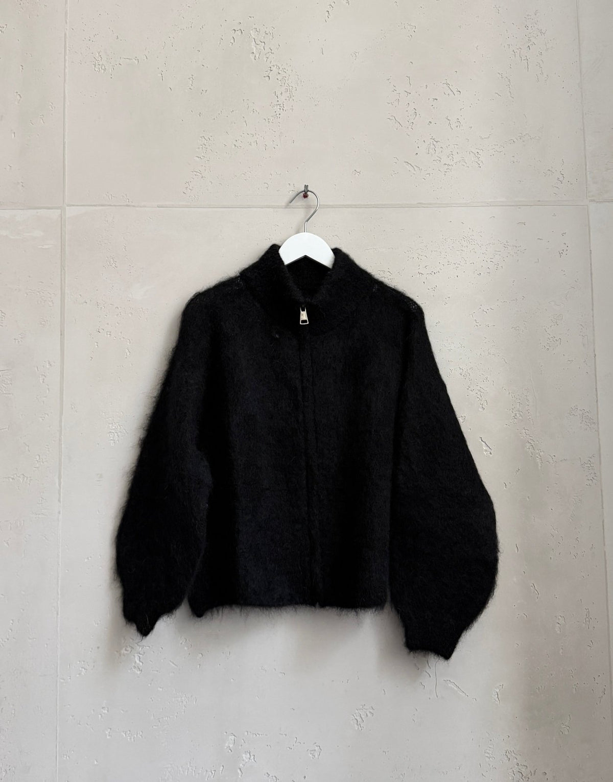 Mohair Zip-Strickjacke 80% mit Stehkragen - Switch-Fashion