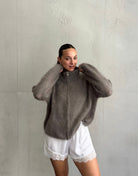 Mohair Zip-Strickjacke 80% mit Stehkragen - Switch-Fashion