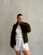 Mohair Zip-Strickjacke 80% mit Stehkragen - Switch-Fashion