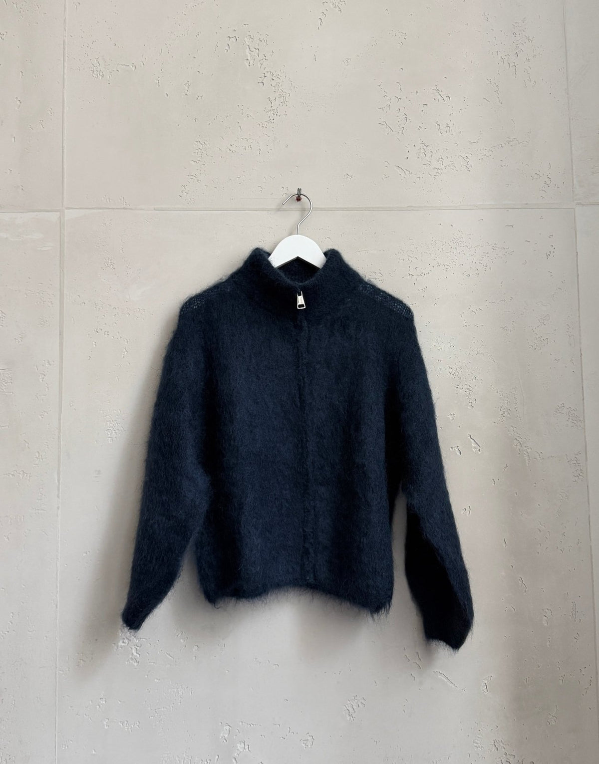 Mohair Zip-Strickjacke 80% mit Stehkragen - Switch-Fashion
