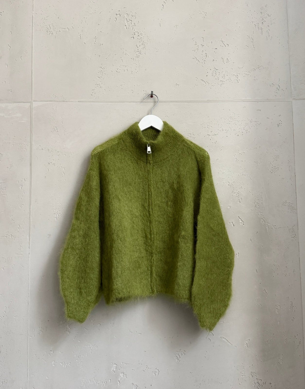 Mohair Zip-Strickjacke 80% mit Stehkragen - Switch-Fashion