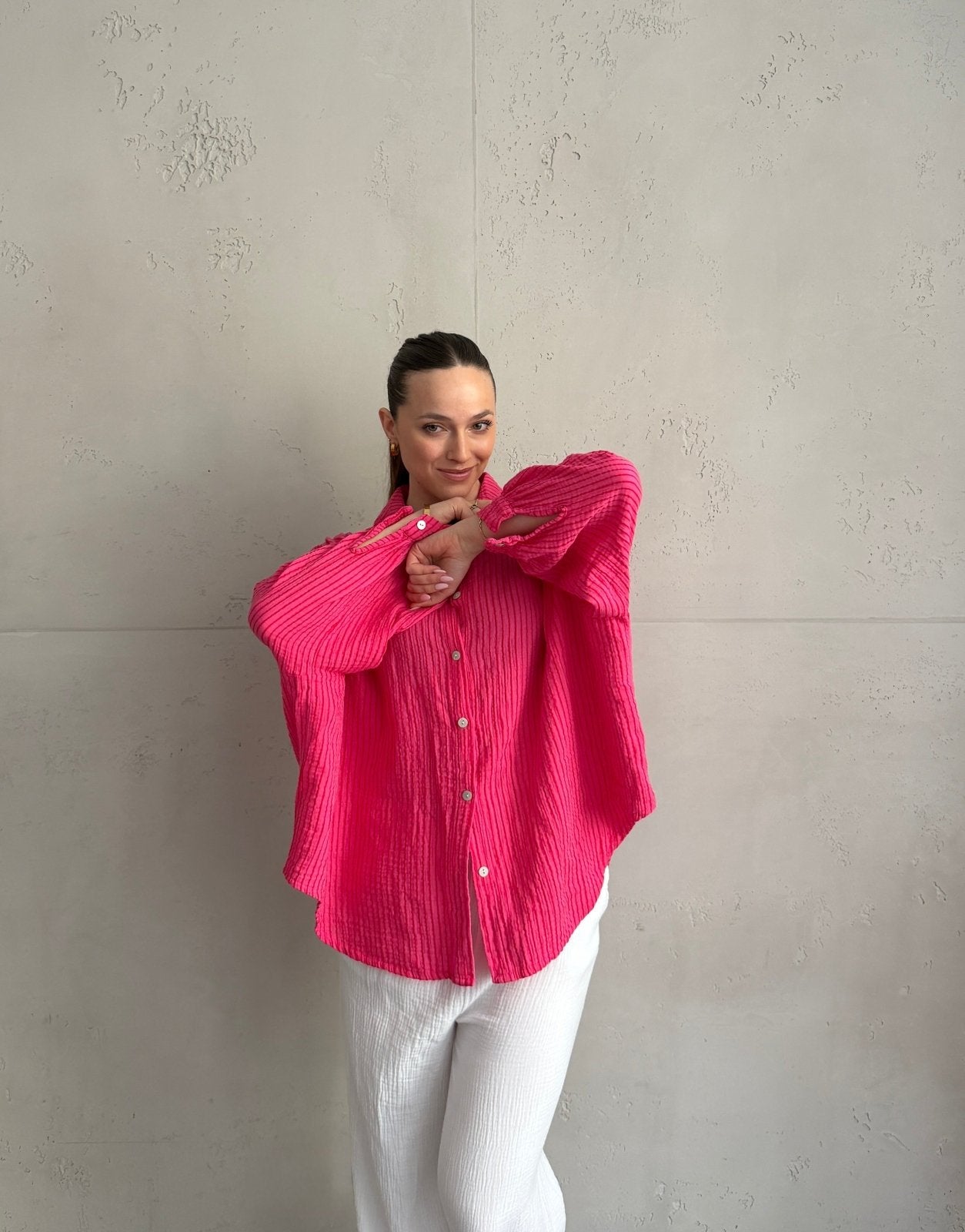 Musselin - Bluse mit Längs - Streifen - Switch - Fashion