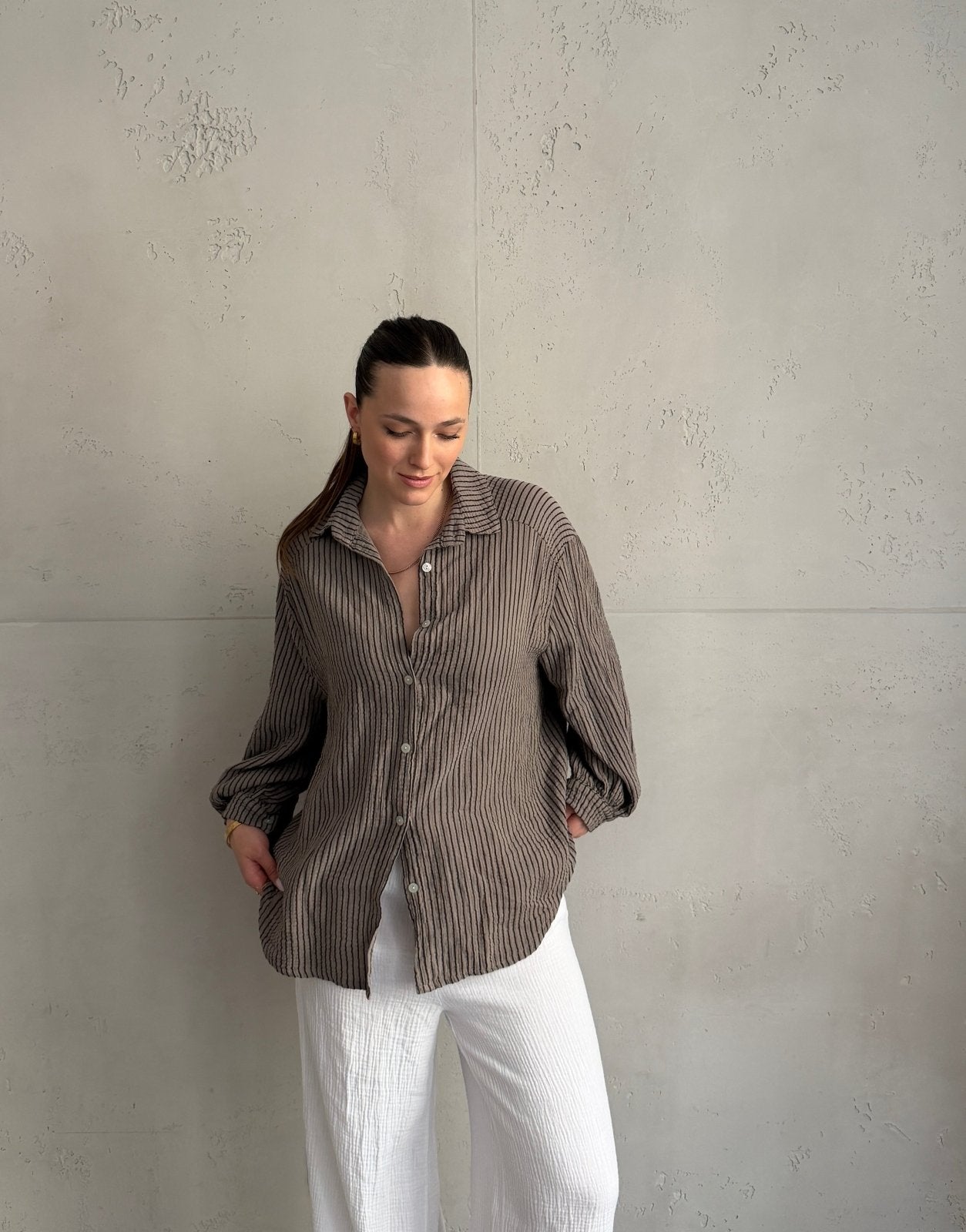 Musselin - Bluse mit Längs - Streifen - Switch - Fashion