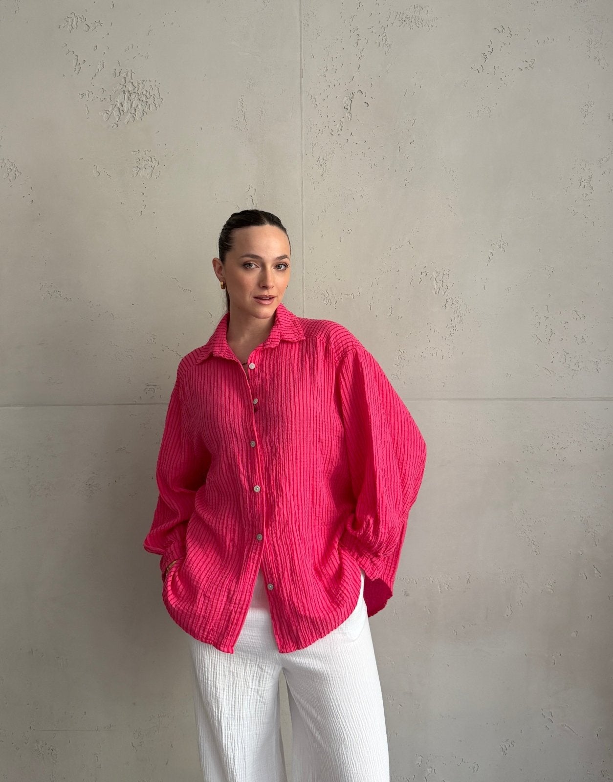 Musselin - Bluse mit Längs - Streifen - Switch - Fashion