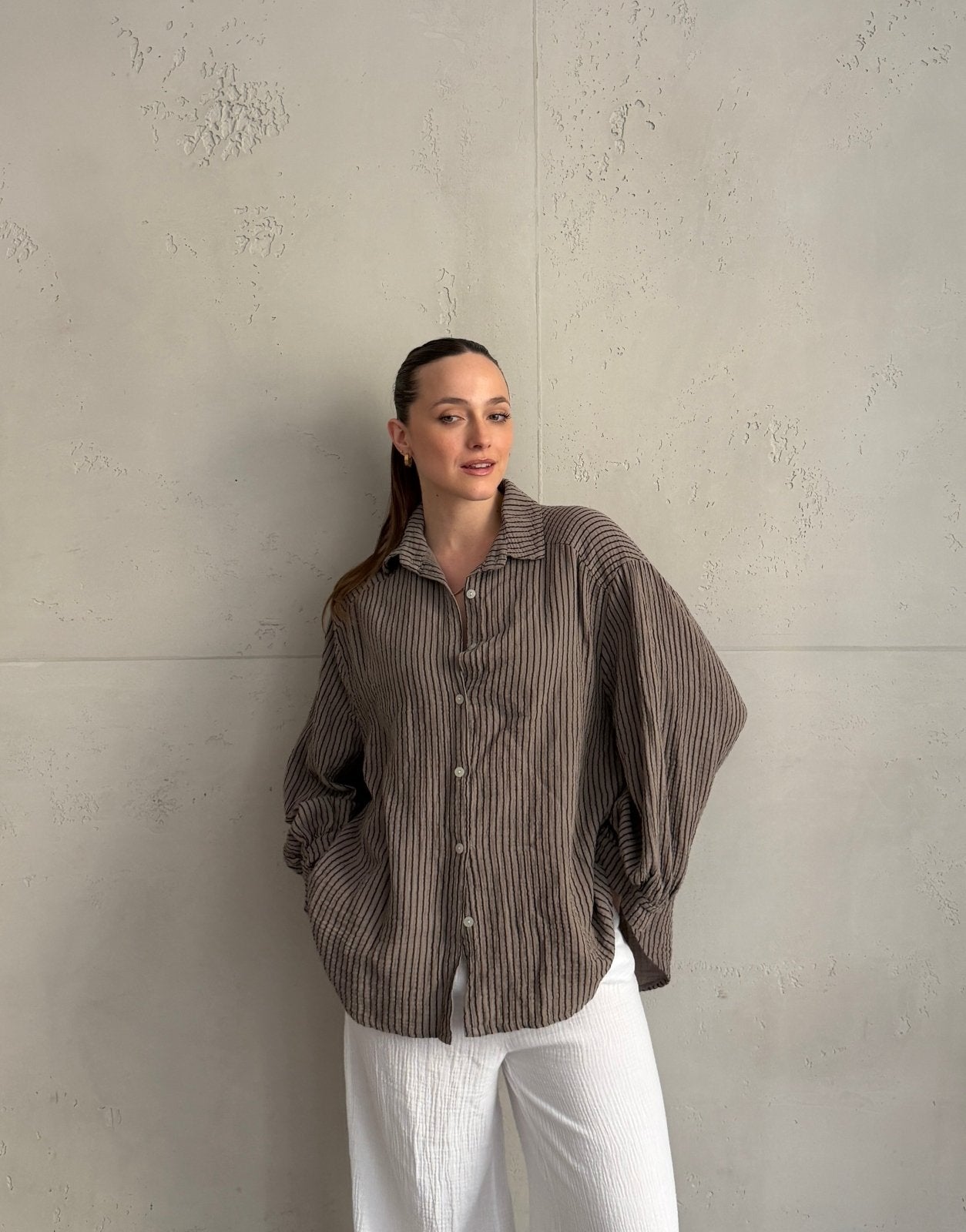 Musselin - Bluse mit Längs - Streifen - Switch - Fashion