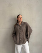 Musselin - Bluse mit Längs - Streifen - Switch - Fashion