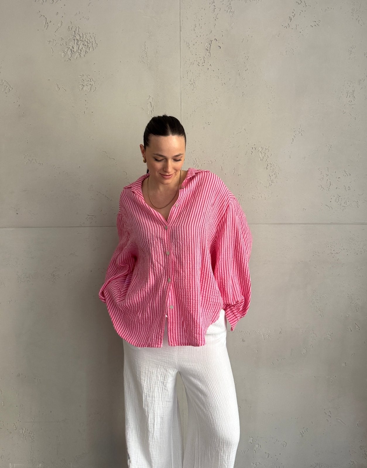 Musselin - Bluse mit Längs - Streifen - Switch - Fashion