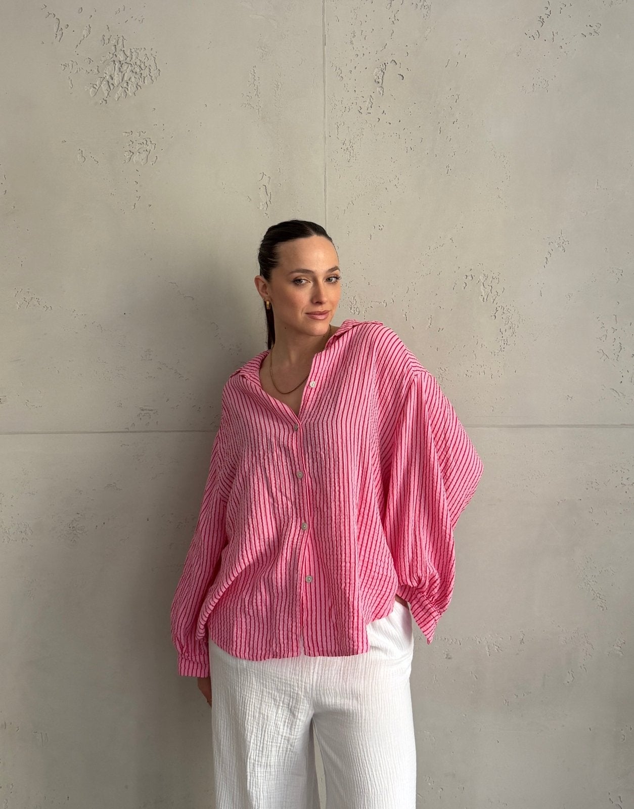 Musselin - Bluse mit Längs - Streifen - Switch - Fashion