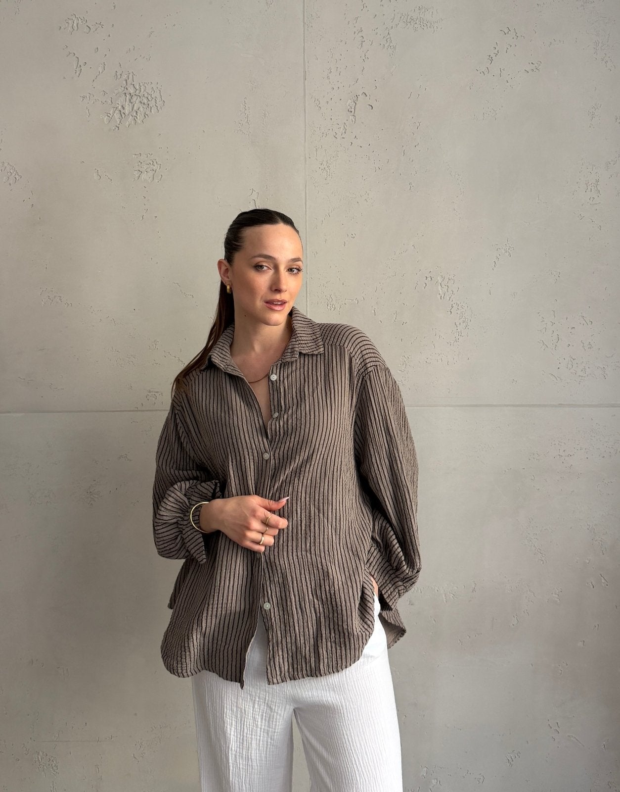 Musselin - Bluse mit Längs - Streifen - Switch - Fashion