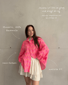 Musselin Bluse mit Neon - Muster – Oversize, durchgeknöpft, 100% Baumwolle - Switch - Fashion