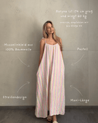 Musselin Maxikleid mit Pastellstreifen & Spaghettiträgern – 100% Baumwolle - Switch - Fashion
