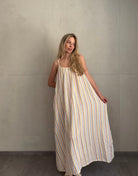 Musselin Maxikleid mit Pastellstreifen & Spaghettiträgern – 100% Baumwolle - Switch - Fashion
