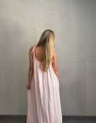 Musselin Maxikleid mit Pastellstreifen & Spaghettiträgern – 100% Baumwolle - Switch - Fashion