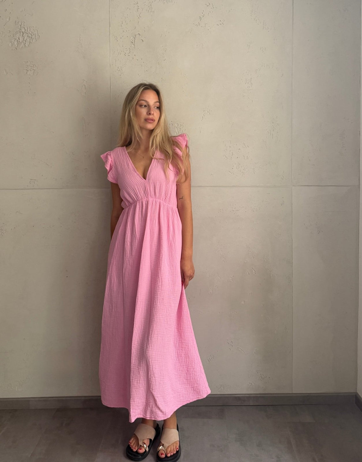 Musselin Maxikleid mit Rückenausschnitt uni – Fließend, leicht, sommerlich - Switch-Fashion