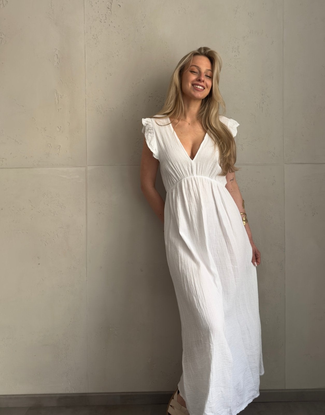 Musselin Maxikleid mit Rückenausschnitt uni – Fließend, leicht, sommerlich - Switch - Fashion