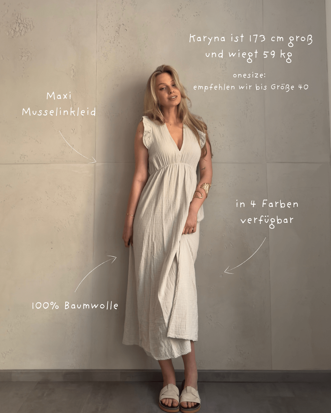 Musselin Maxikleid mit Rückenausschnitt uni – Fließend, leicht, sommerlich - Switch - Fashion