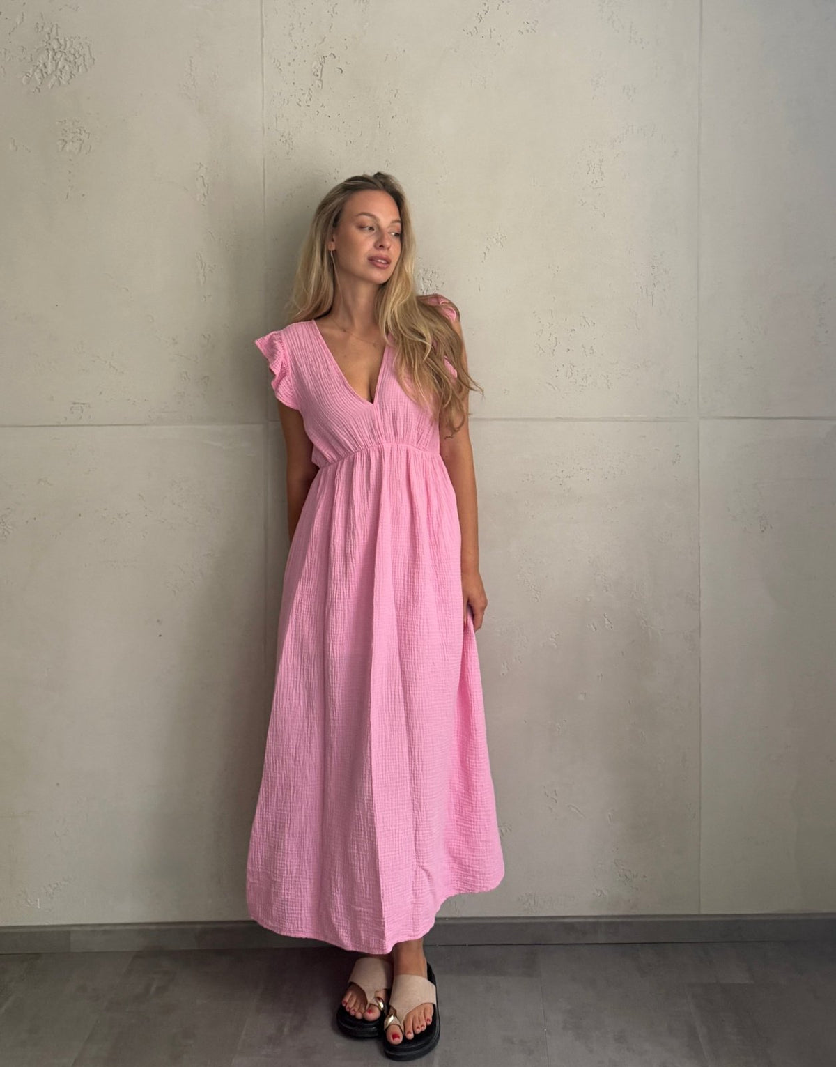 Musselin Maxikleid mit Rückenausschnitt uni – Fließend, leicht, sommerlich - Switch-Fashion
