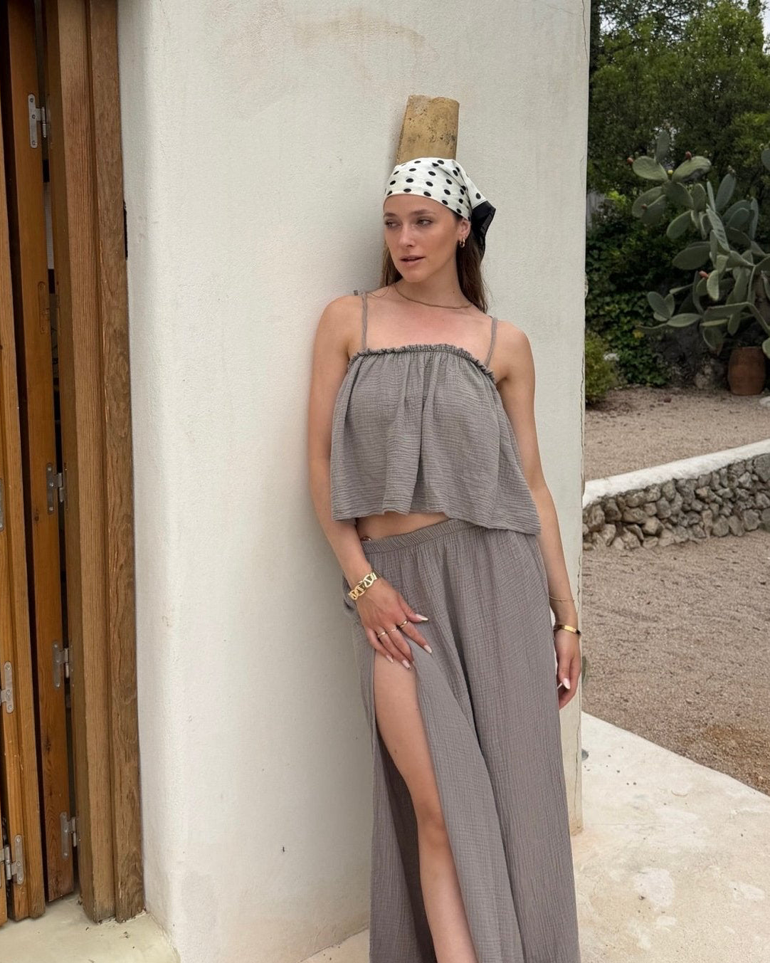 Musselin Maxirock mit Cut-Out – Uni, 100% Baumwolle - Switch-Fashion