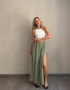 Musselin Maxirock mit Cut-Out – Uni, 100% Baumwolle - Switch-Fashion