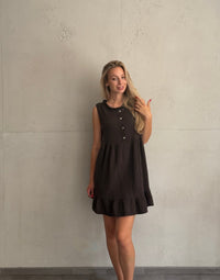 Musselin Minikleid mit Rüschenkragen – Ärmellos, Uni