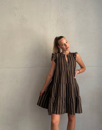 Musselin Minikleid mit Streifen & Rüschenärmel – 100% Baumwolle