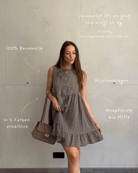 Musselin Minikleid mit Streifen & Rüschenkragen – Ärmellos - Switch-Fashion