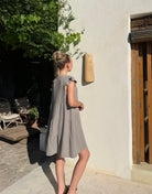 Musselin Minikleid Uni mit Rüschenärmel – 100% Baumwolle - Switch-Fashion