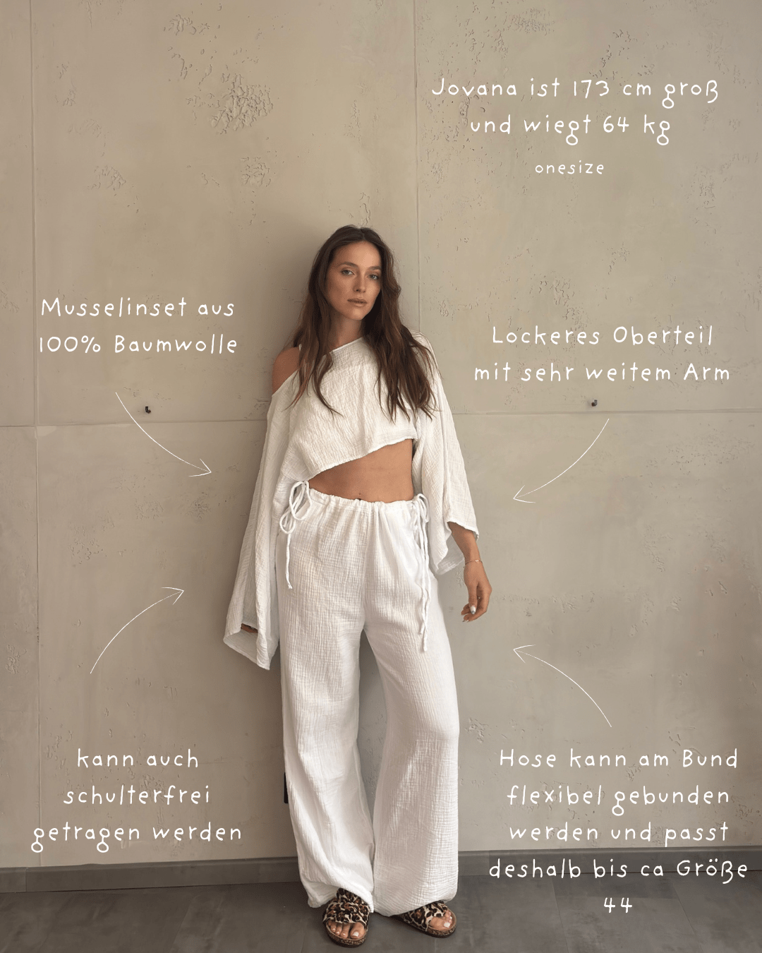 Musselin Set aus weiter Bluse und verstellbarer Hose - Switch - Fashion