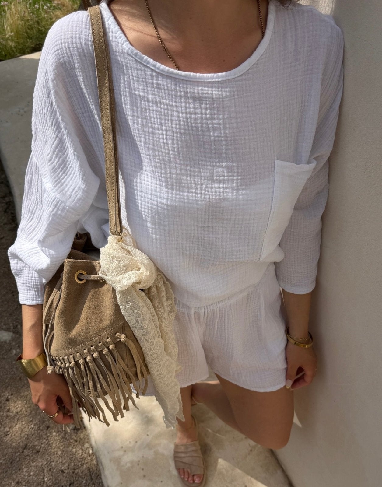 Musselin Set – Longsleeve & Shorts aus 100% Baumwolle - Switch-Fashion