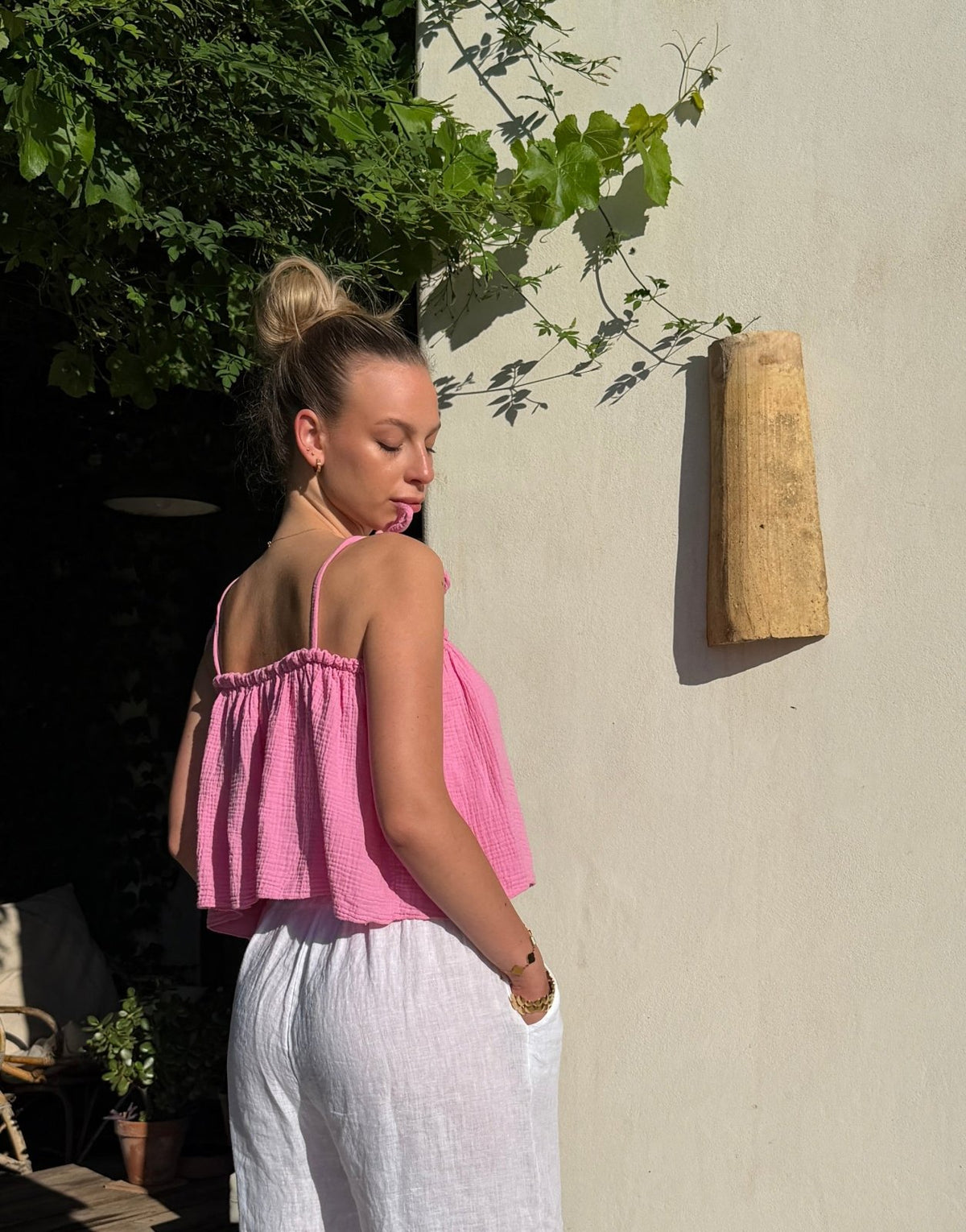 Musselin Top mit Bindeträgern – Kurz, 100% Baumwolle - Switch-Fashion