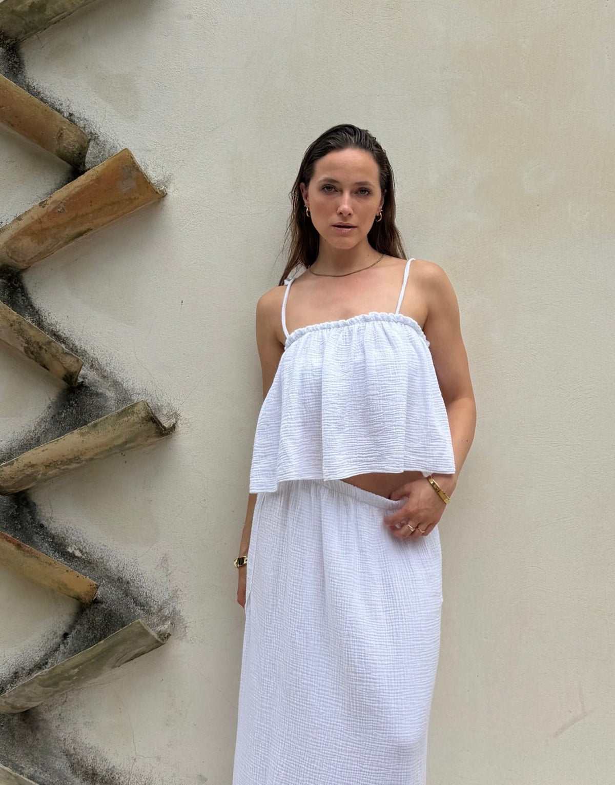 Musselin Top mit Bindeträgern – Kurz, 100% Baumwolle - Switch-Fashion