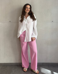 Unifarbene Musselinhose aus 100% Baumwolle